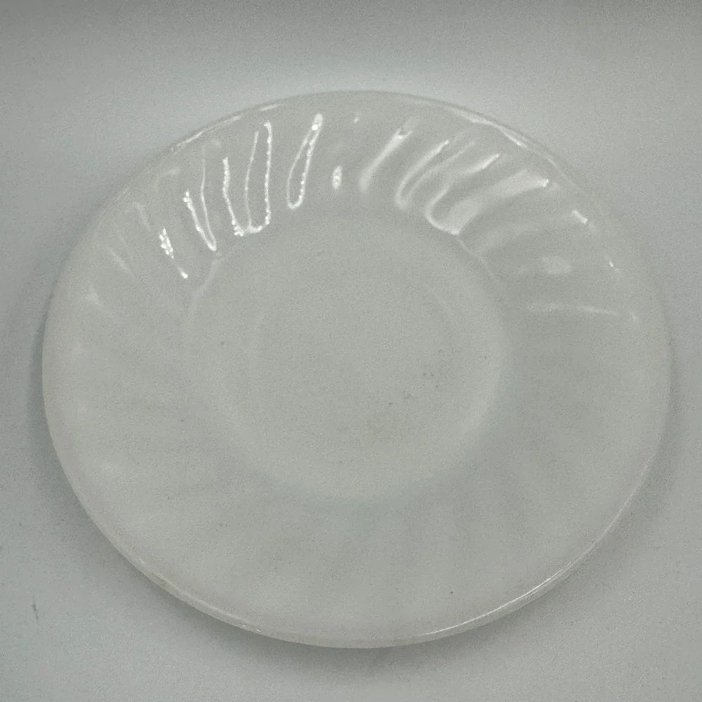 Anchor Hocking Fire-King Milk Glass Swirl Chili Bowl 8 oz & Saucer White Vintage